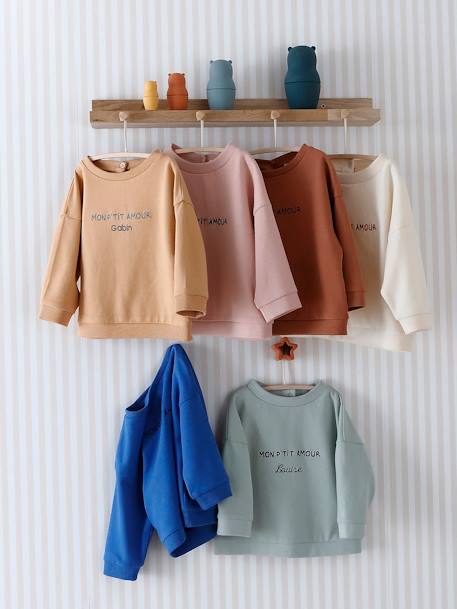 Sweat bébé à message personnalisable vert grisé - vertbaudet enfant 