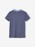 Jongens poloshirt met strepen en chambray details leiblauw - vertbaudet enfant 