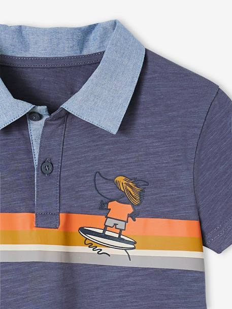 Polo à rayures placées garçon détails en chambray bleu ardoise - vertbaudet enfant 