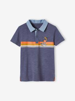 Jongens-T-shirt, poloshirt, souspull-Poloshirt-Jongens poloshirt met strepen en chambray details
