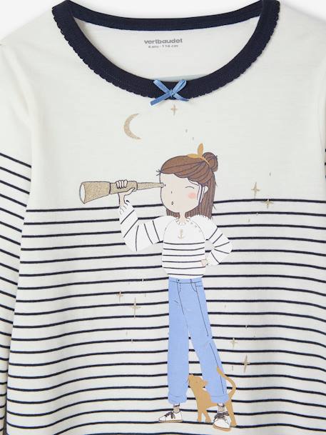 Matrozennachthemd + legging met hartjesprint marineblauw - vertbaudet enfant 