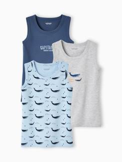 Jongens-Ondergoed-T-shirt-Set van 3 tanktops jongens "walvissen"