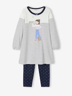 Meisje-Pyjama, pyjamapakje-Matrozennachthemd + legging met hartjesprint
