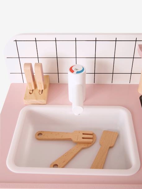Cuisine en bois FSC® design blanc+caramel+rose - vertbaudet enfant 