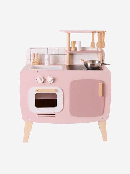 Cuisine en bois FSC® design blanc+caramel+rose - vertbaudet enfant 