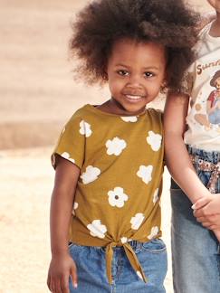 Gestreept T-shirt voor meisjes met sierstrik  - vertbaudet enfant