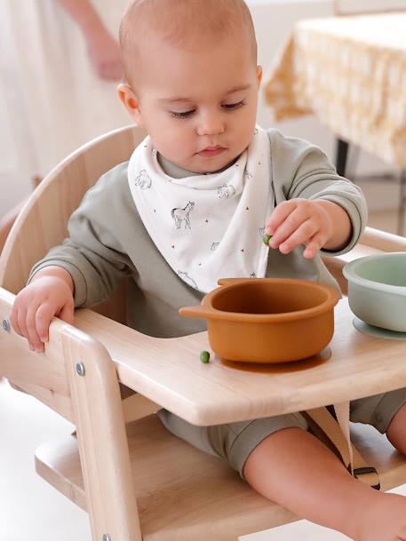 Lot de 2 bavoirs bandanas Petit Nomade lot caramel ivoire imprimé - vertbaudet enfant 