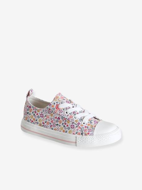 Stoffen decoratieve sneakers voor meisjes groene tropische print+rouge - vertbaudet enfant 