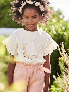 Meisje-T-shirt, souspull-Meisjesshirt met kroonmotief en glimmende details
