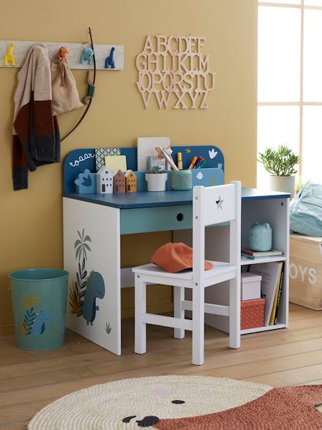 Bureau maternelle ROAAR BLANC MOYEN UNI AVEC DECOR - vertbaudet enfant 