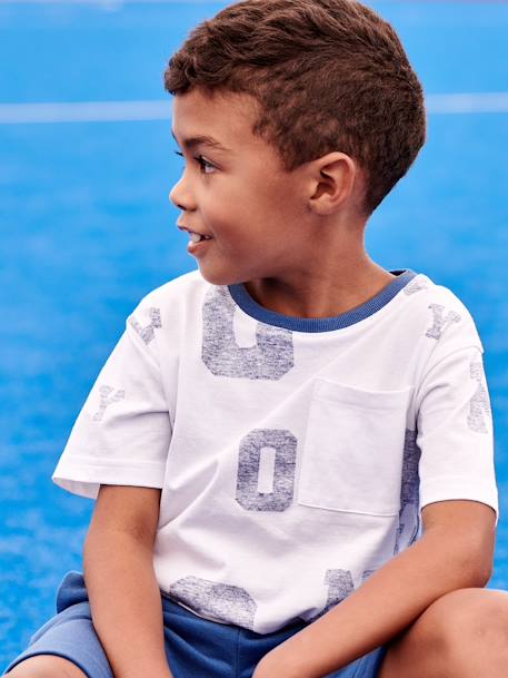 Sportshirt met grote letters voor jongens wit - vertbaudet enfant 