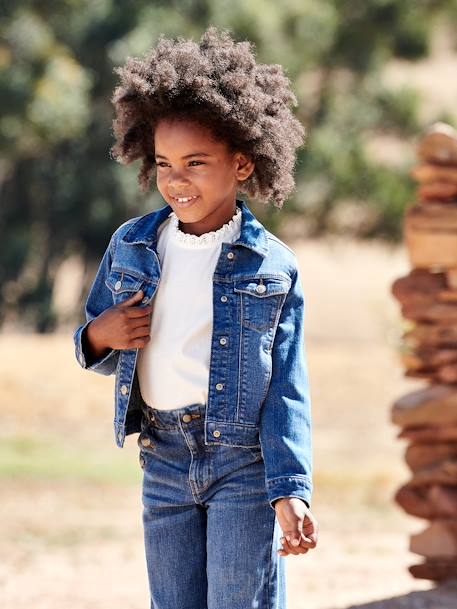 Personaliseerbare denim jasje voor meisjes double stone+stone - vertbaudet enfant 