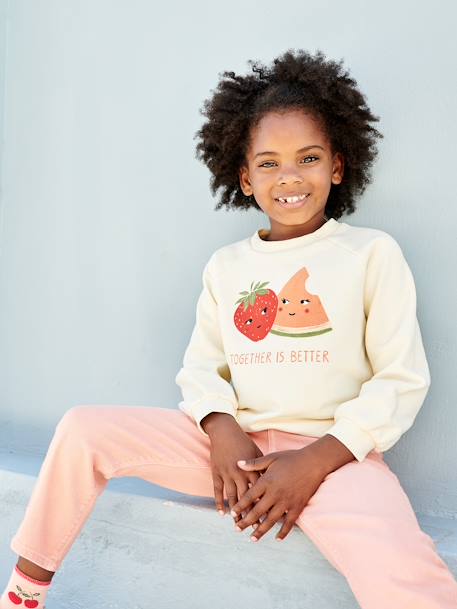 Meisjessweater met fruitprint ecru - vertbaudet enfant 