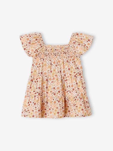 Robe fleurie bébé avec smocks écru - vertbaudet enfant 