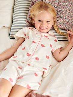 Meisje-Pyjamashort met hartjes en "Bisou" opschrift voor meisjes