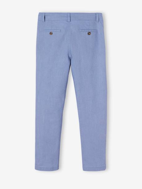 Pantalon garçon cérémonie chino en coton/lin beige+beige clair+bleu+marine foncé+vert sauge - vertbaudet enfant 