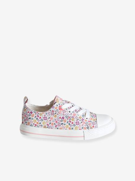 Stoffen decoratieve sneakers voor meisjes groene tropische print+rouge - vertbaudet enfant 