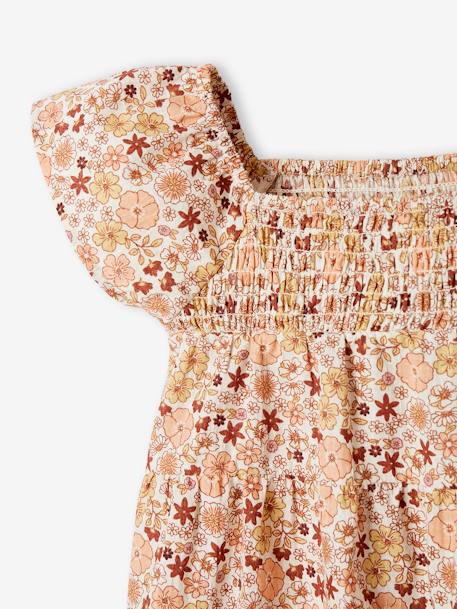 Robe fleurie bébé avec smocks écru - vertbaudet enfant 