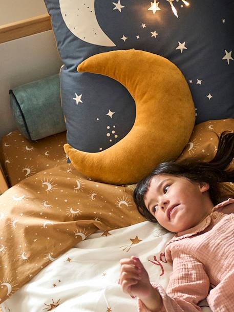 Coussin traversin en velours déhoussable bleu+rose - vertbaudet enfant 