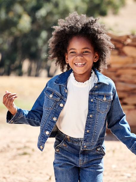 Personaliseerbare denim jasje voor meisjes double stone+stone - vertbaudet enfant 