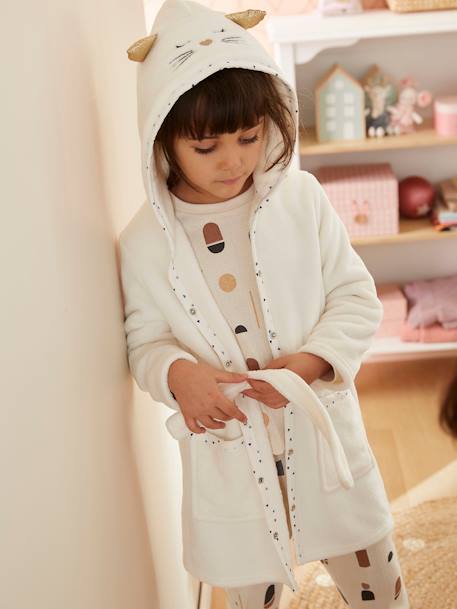 Fille-Pyjama, surpyjama-Robe de chambre fille maille peluche chat personnalisable 
