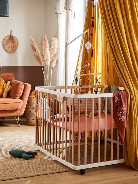 Parc en bois pliant VERTBAUDET bicolore naturel/blanc+BLANC+NATUREL - vertbaudet enfant 