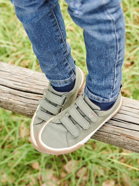 Zichtbaar Offer Zware vrachtwagen Stoffen sneakers met klittenband voor kinderen - kaki, Schoenen