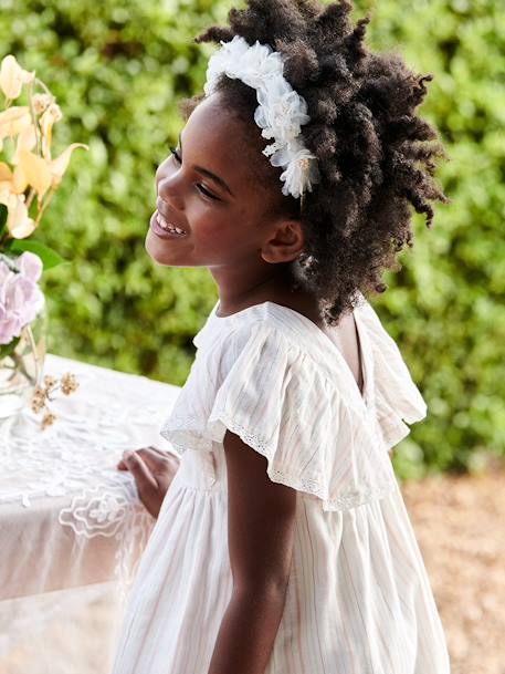 Robe cérémonie rayée fil brillant fille écru - vertbaudet enfant 