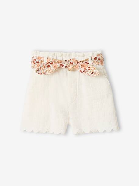 Short bébé fille en gaze de coton ceinture imprimée  - vertbaudet enfant