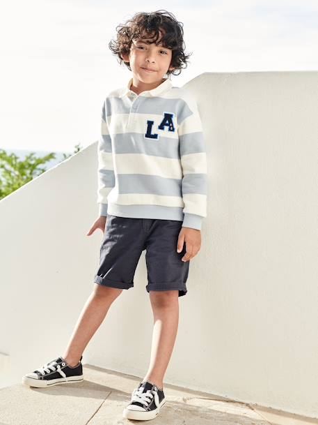 Chino bermuda voor jongens beige+BLAUW+grijsblauw+groen+rood+zandbeige - vertbaudet enfant 