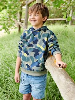 Jongens-Trui, vest, sweater-Sweater met capuchon en camouflageprint voor jongens