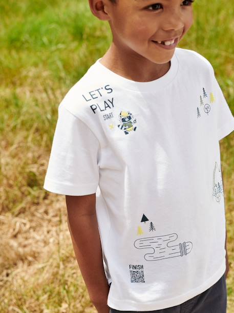 Interactief geocaching t-shirt voor jongens wit - vertbaudet enfant 