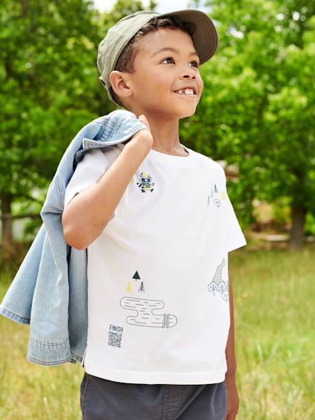 Interactief geocaching t-shirt voor jongens wit - vertbaudet enfant 