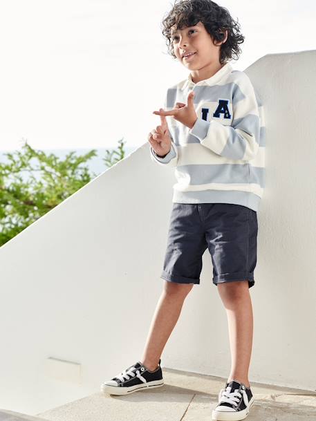 Chino bermuda voor jongens beige+BLAUW+grijsblauw+groen+rood+zandbeige - vertbaudet enfant 