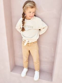 Meisje-Broek-"Mom fit" broek en sjaalriem van katoengaas voor meisjes