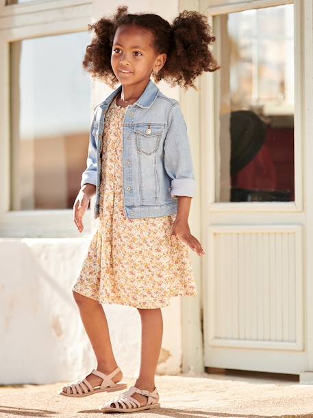 Personaliseerbare denim jasje voor meisjes double stone+stone - vertbaudet enfant 