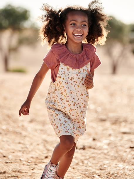 T-shirt à collerette en broderie anglaise fille vieux rose - vertbaudet enfant 