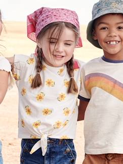 Gestreept T-shirt voor meisjes met sierstrik  - vertbaudet enfant