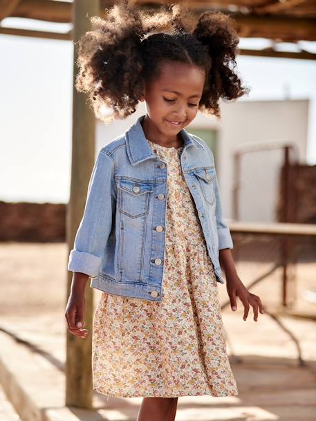 Personaliseerbare denim jasje voor meisjes double stone+stone - vertbaudet enfant 