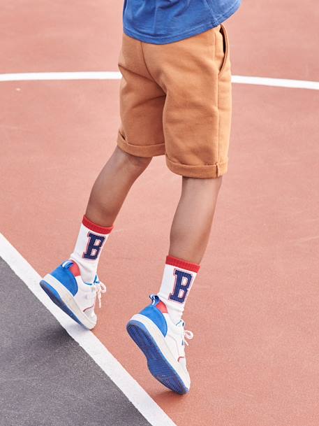 Jongensbermuda van molton Donkerblauw+pecannoot - vertbaudet enfant 