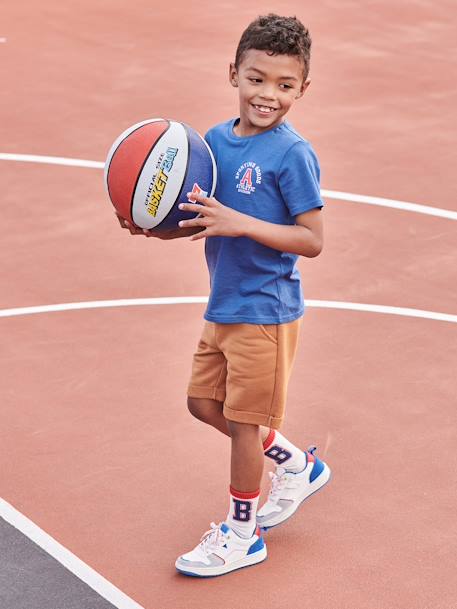 Jongensbermuda van molton Donkerblauw+pecannoot - vertbaudet enfant 