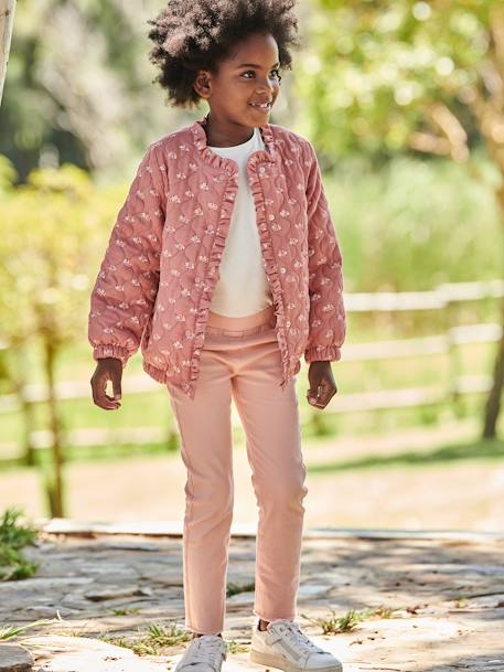 Kleurentregging voor meisjes abrikoos (poederkleur)+lichtgeel+zachtpaars - vertbaudet enfant 