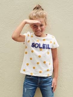 Meisje-T-shirt, souspull-Meisjesshirt met bloemenmotief en gezichtje
