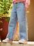 Jean fille large bas effiloché denim bleached+stone - vertbaudet enfant 