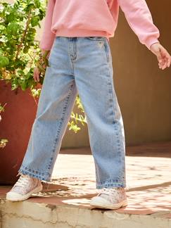 Jean fille large bas effiloché  - vertbaudet enfant