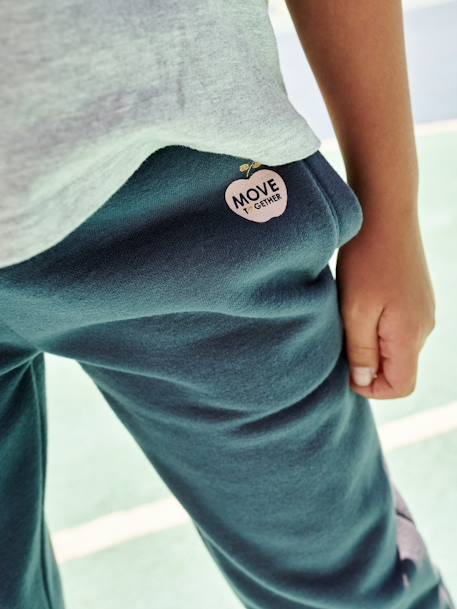 Molton joggingbroek voor meisjes leisteenblauw+roze - vertbaudet enfant 