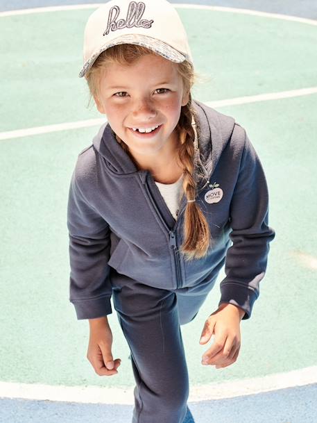 Sweat fille zippé à capuche sport bleu+rose - vertbaudet enfant 