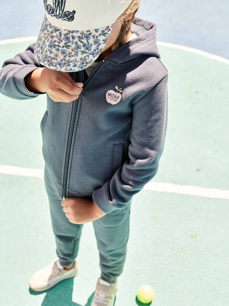 Sportieve meisjessweater met rits en capuchon. blauw+roze - vertbaudet enfant 
