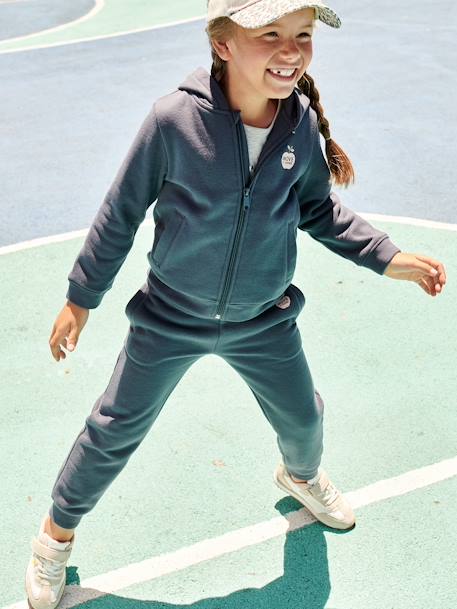 Sweat à capuche zippé sport Basics fille. bleu+rose - vertbaudet enfant 