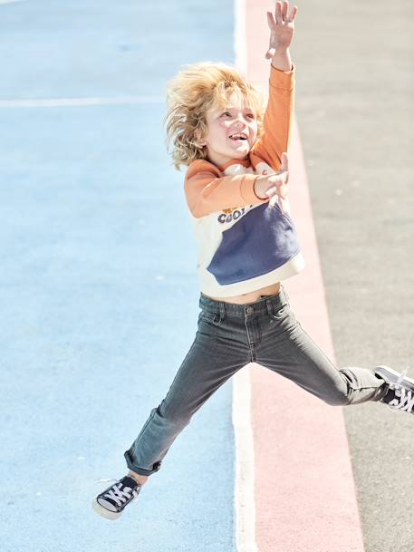 Jean garçon droit indestructible waterless DENIM BRUT+denim gris+STONE - vertbaudet enfant 